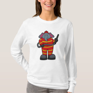 T-shirt Elephant comme pompier avec tuyau