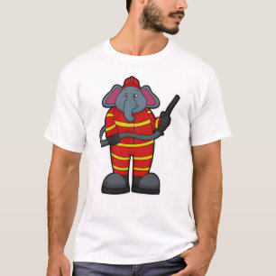T-shirt Elephant comme pompier avec tuyau