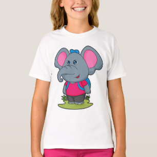 T-shirt Elephant comme randonneur avec sac à dos