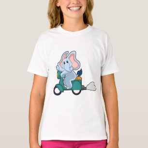 T-shirt Elephant comme vélo avec scooter