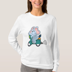 T-shirt Elephant comme vélo avec scooter