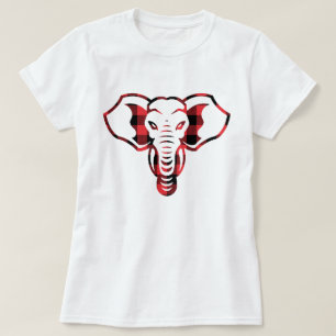 T-shirt Eléphant cool Graphique Rouge Plaid