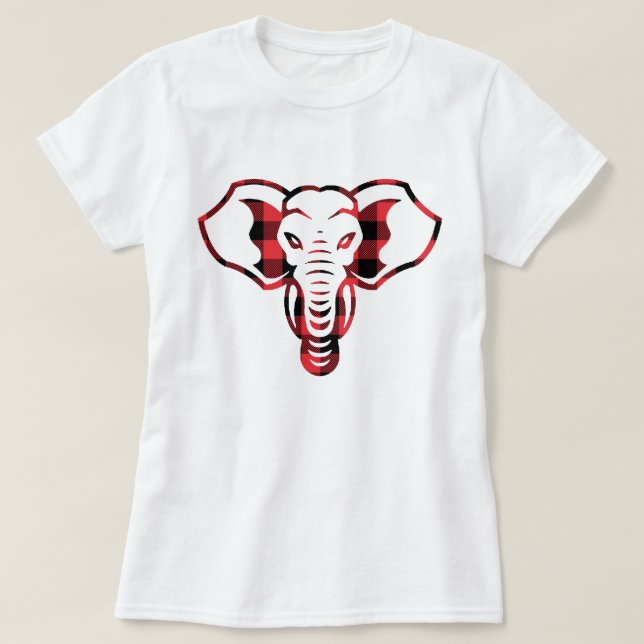T-shirt Eléphant cool Graphique Rouge Plaid (Design devant)