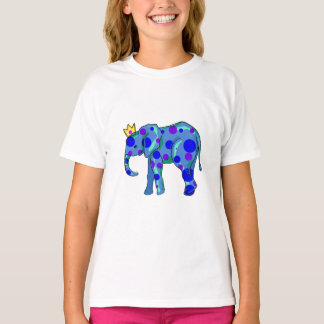 T-shirt Eléphant couronné avec fille Pois