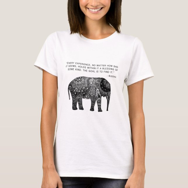 T-shirt Éléphant de sagesse de henné de Bouddha (Devant)