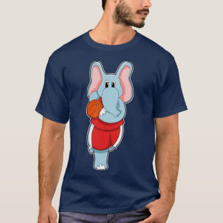 T-shirt Éléphant en joueur de basket avec ballon de basket