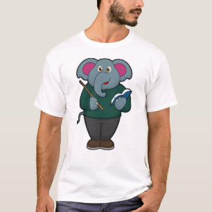 T-shirt Elephant en tant qu'enseignant avec livre et point