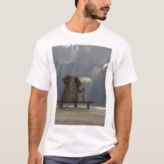 T-shirt éléphant et chien assis sous la pluie Graphic T-Sh