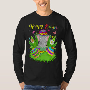 T-shirt Eléphant Floral Oeuf de Pâques Drôle Eléphant Pâqu