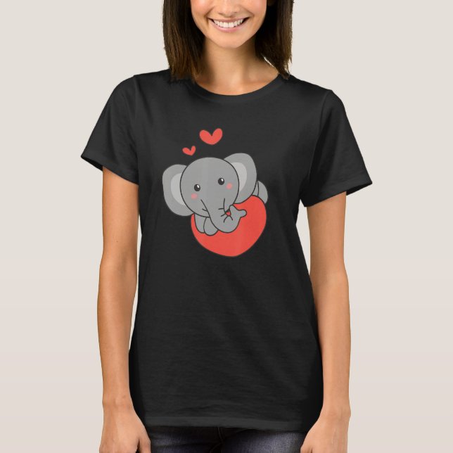 T-shirt Elephant For Valentine s Day Cute Animals With Hea (Devant)
