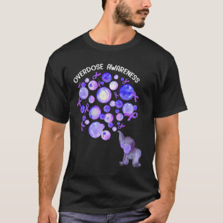 T-shirt Éléphant Gonflant des Ballons Violets Sensibilisat