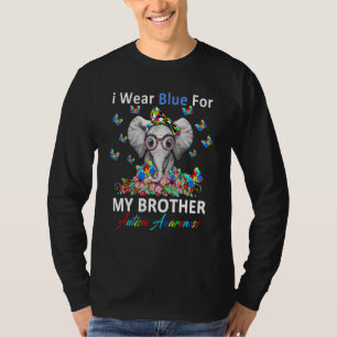 T-shirt Elephant Je Porte Du Bleu Pour Mon Frère Autisme