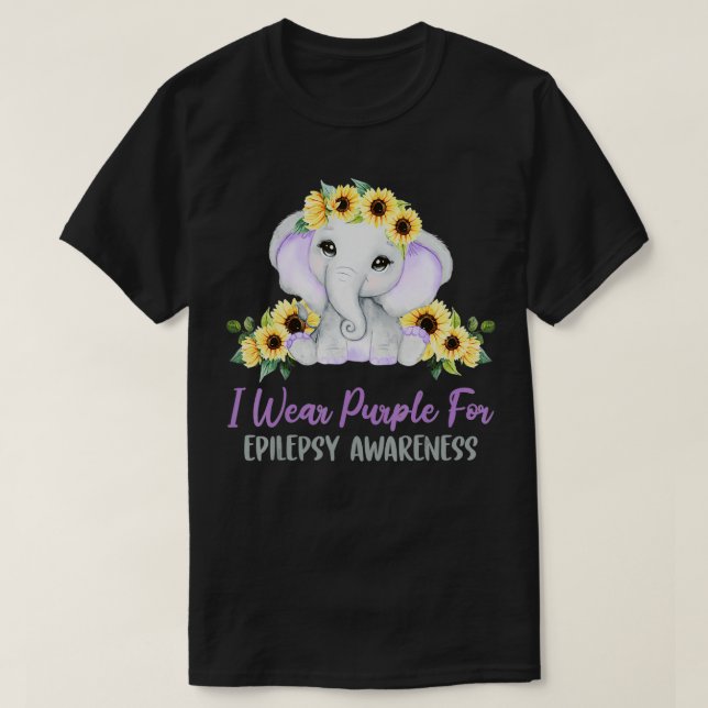 T-shirt Eléphant Jour Violet Je Porte Violet Pour Epilepsi (Design devant)