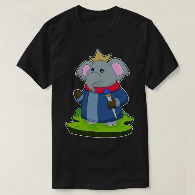 T-shirt Elephant King Scepter Crown (Design devant)