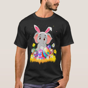 T-shirt Elephant Lapin Oeuf de Pâques Drôle Éléphant Pâque