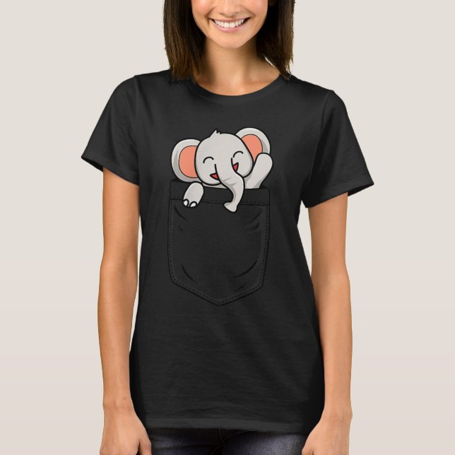 T-shirt Elephant Lovers Cute Funny Elephant In Cket  (Devant)