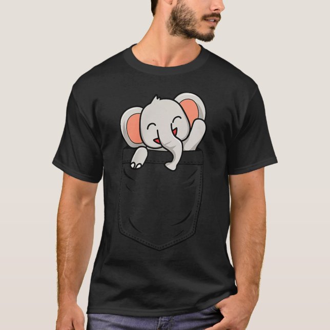 T-shirt Elephant Lovers Cute Funny Elephant In Cket  (Devant)