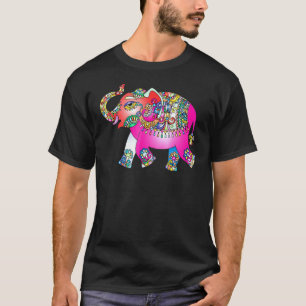 T-shirt Elephant Mandala - Colorant arc-en-ciel psychédéli