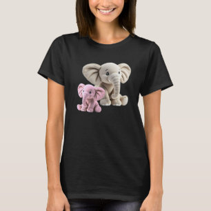 T-shirt Éléphant mère et son bébé éléphant rose.