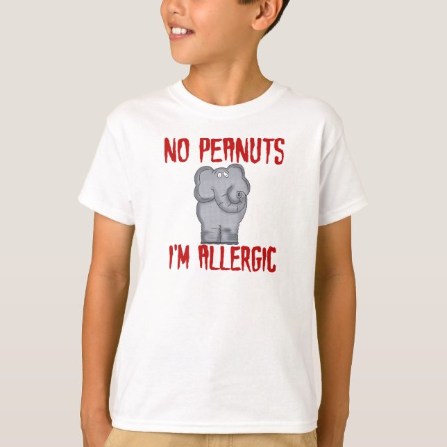 T-shirt Elephant NO Peanuts Je suis Allergique (Devant)