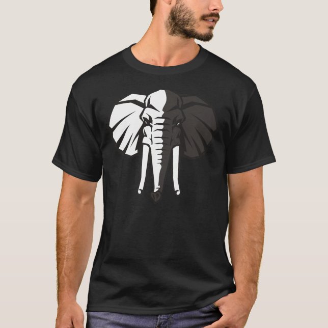T-shirt Éléphant noir et blanc (Devant)
