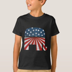 T-shirt Éléphant Patriotique Drapeau Américain États-Unis 