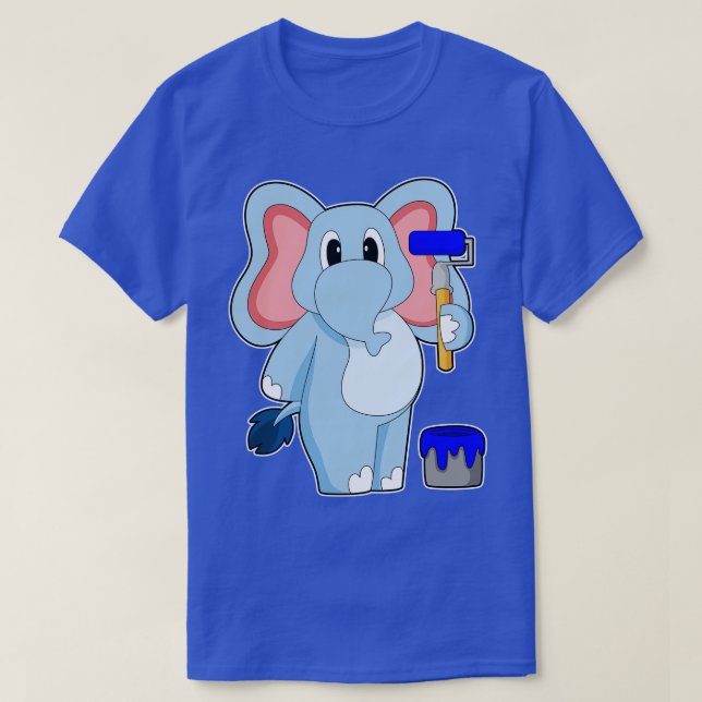 T-shirt Eléphant Peinture Pinceau Peinture Paint seau (Design devant)