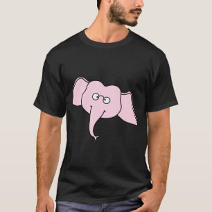 T-shirt Éléphant rose avec des verres. Bande dessinée