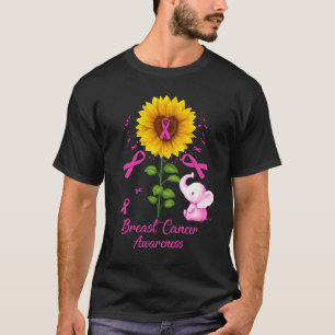 T-shirt Eléphant rose Ruban Bleu Cancer du sein Sensibilis