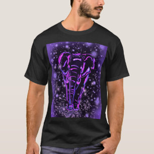 T-shirt Eléphant Rose Violet Neon Marchant La Nuit étoil