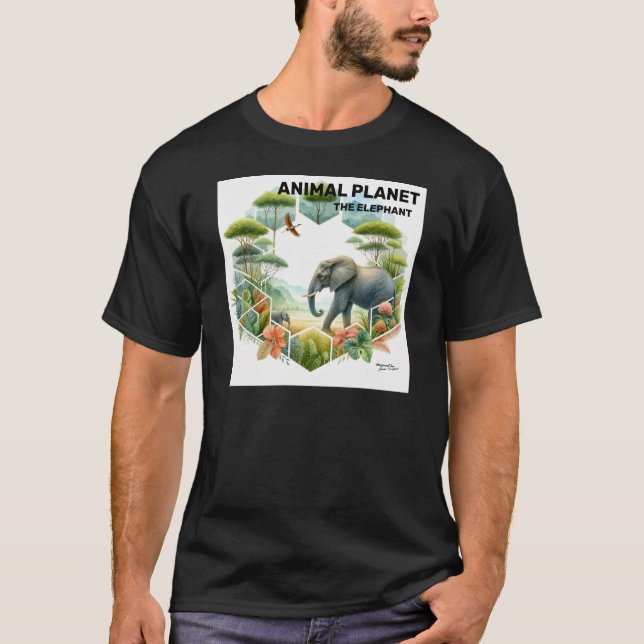 T-shirt Eléphant sauvage dans la nature imprimé - Art anim (Devant)