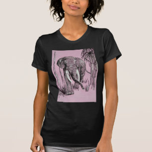 T-shirt Eléphant Se Promenant Dans La Savane Boisée En Ros