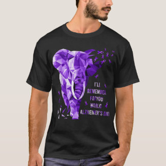 T-shirt Elephant se souviendra de vous dans le monde Alzhe