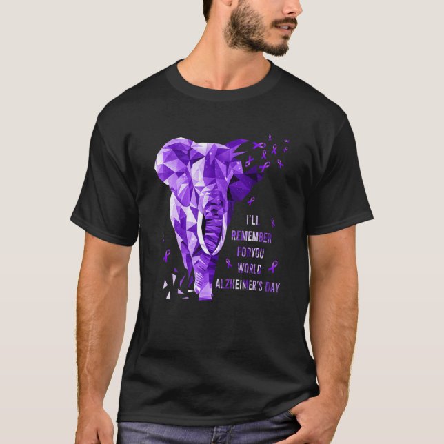 T-shirt Elephant se souviendra de vous dans le monde Alzhe (Devant)