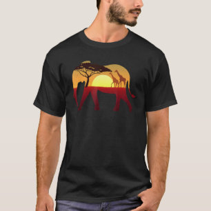 T-shirt Elephant Silhouette Vintage Safari Retro Sunset Wi