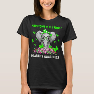 T-shirt Elephant Son combat est mon handicap de combat 