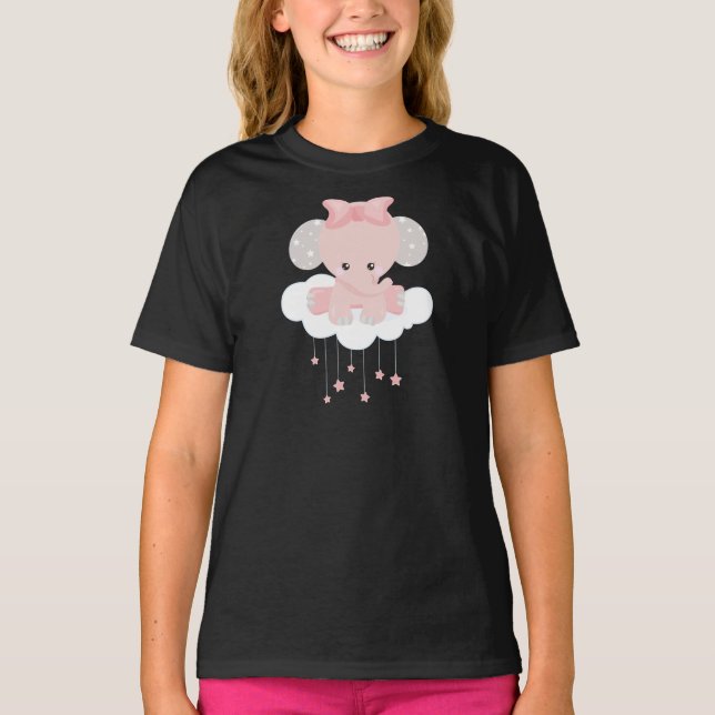 T-shirt Eléphant Sur Un Nuage, Eléphant Mélange, Couronne, (Devant)