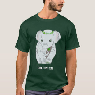 T-Shirt Éléphant Tenant un Trèfle à Quatre Feuille