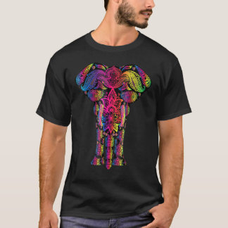 T-shirt Eléphant tribal arc-en-ciel