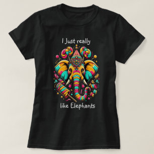 T-shirt Eléphant vibrant : Un chef-d'oeuvre artistique col