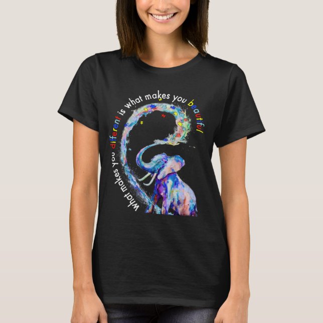 T-shirt Elephant What Makes You Different Autism Awareness (Devant)