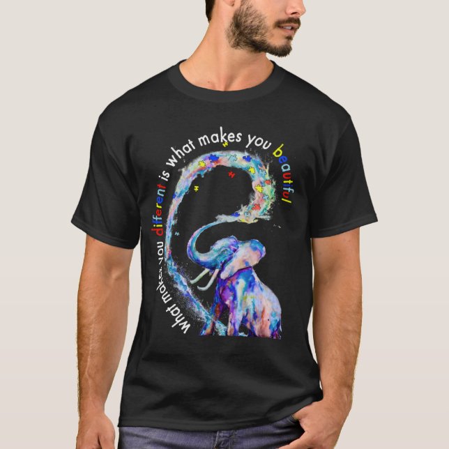 T-shirt Elephant What Makes You Different Autism Awareness (Devant)