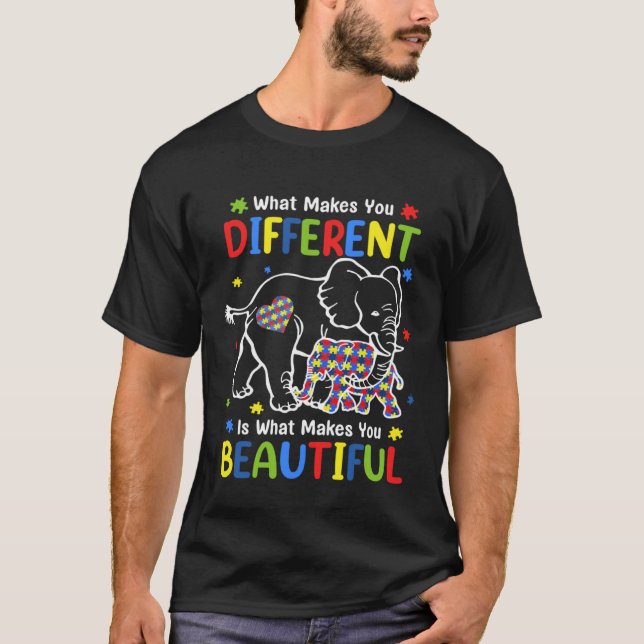 T-shirt Elephant What Makes You Different Autism Awareness (Devant)