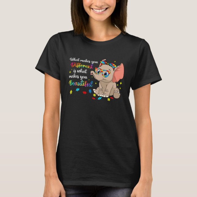 T-shirt Elephant What Makes You Different Autism Awareness (Devant)