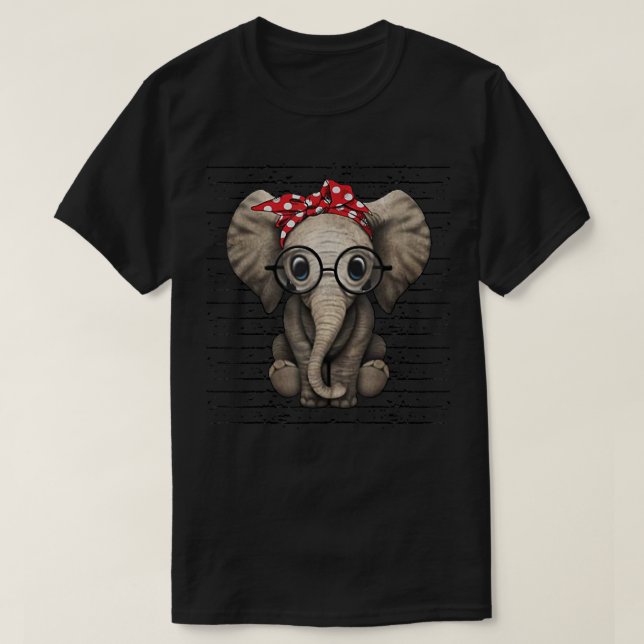 T-shirt Eléphants avec bandeau de bandana et lunettes (Design devant)