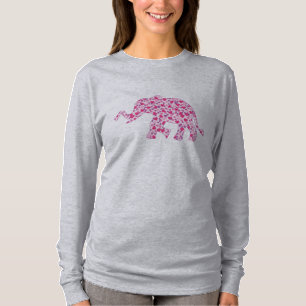 T-shirt éléphants composés de petits coeurs roses