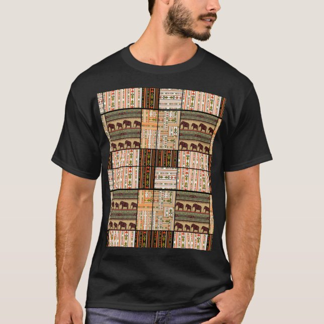 T-shirt Eléphants de Patchwork : Texture ornementale (Devant)