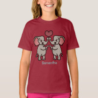 Éléphants Minimalistes Heureux avec un Cœur | Amou