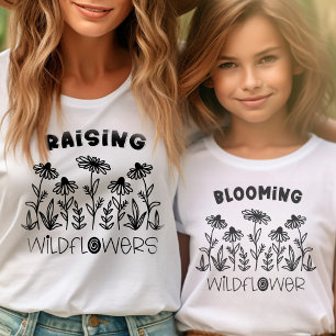 T-shirt Élever Fleur sauvage noir blanc Matching maman Me