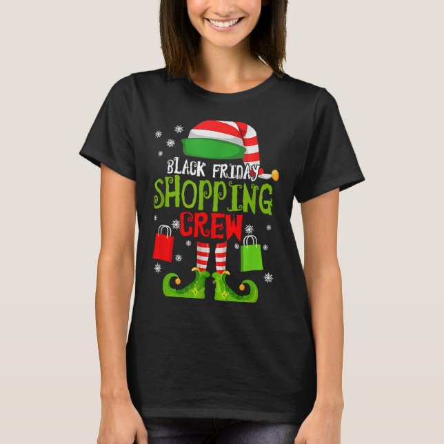 T-shirt Elf Christmas Black Shopng Funny Friday Shopng Cre (Devant)